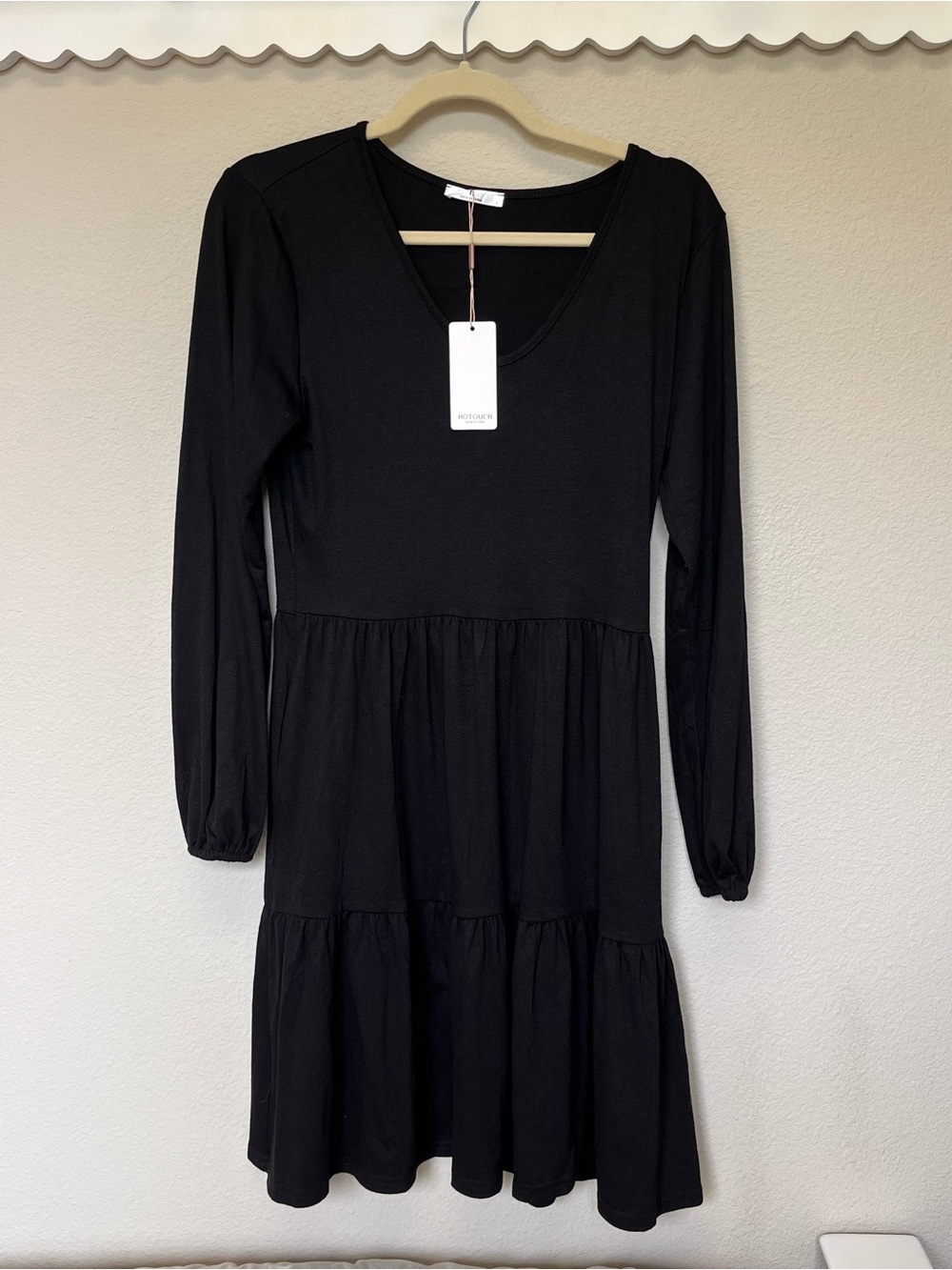 Black Long-Sleeve Tiered Dress-NWT